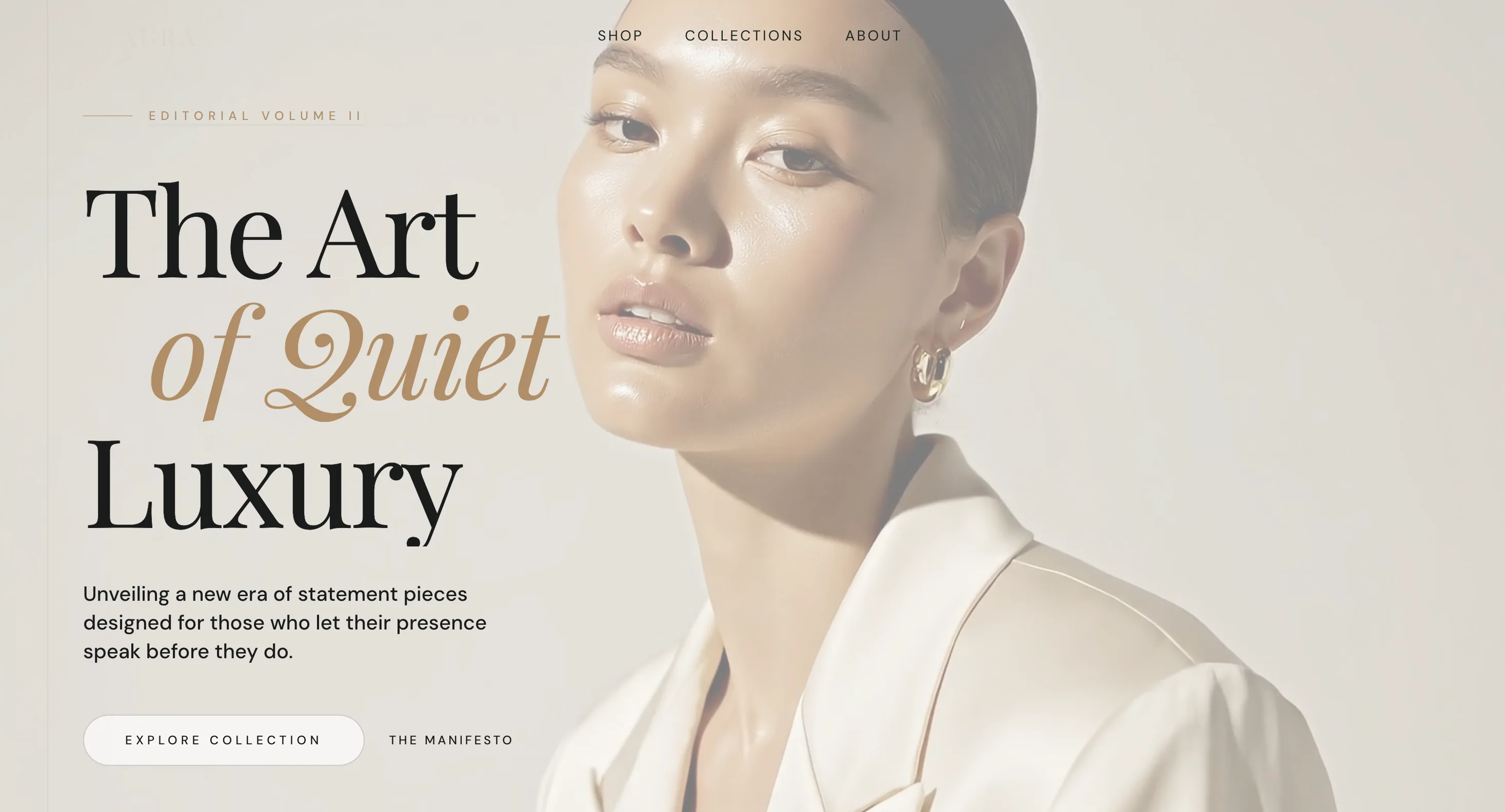 Luxury editorial commerce concept for Aura.
