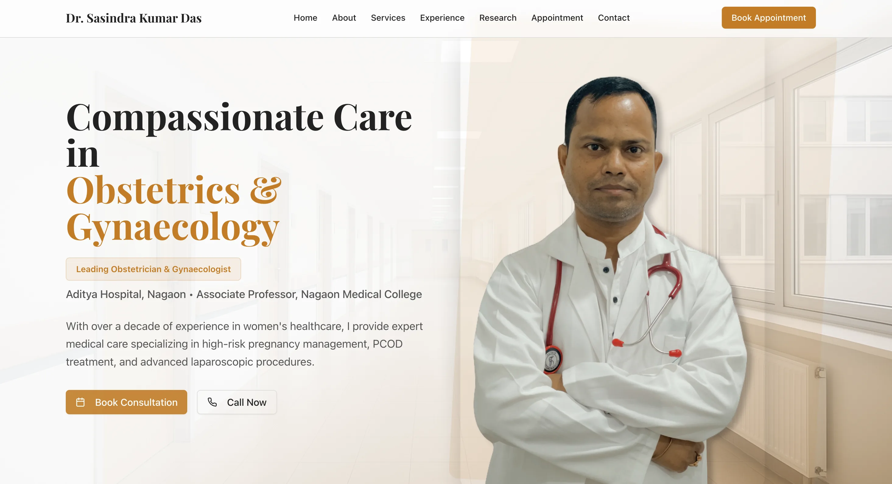 Doctor website for Dr. Sasindra Kumar Das.
