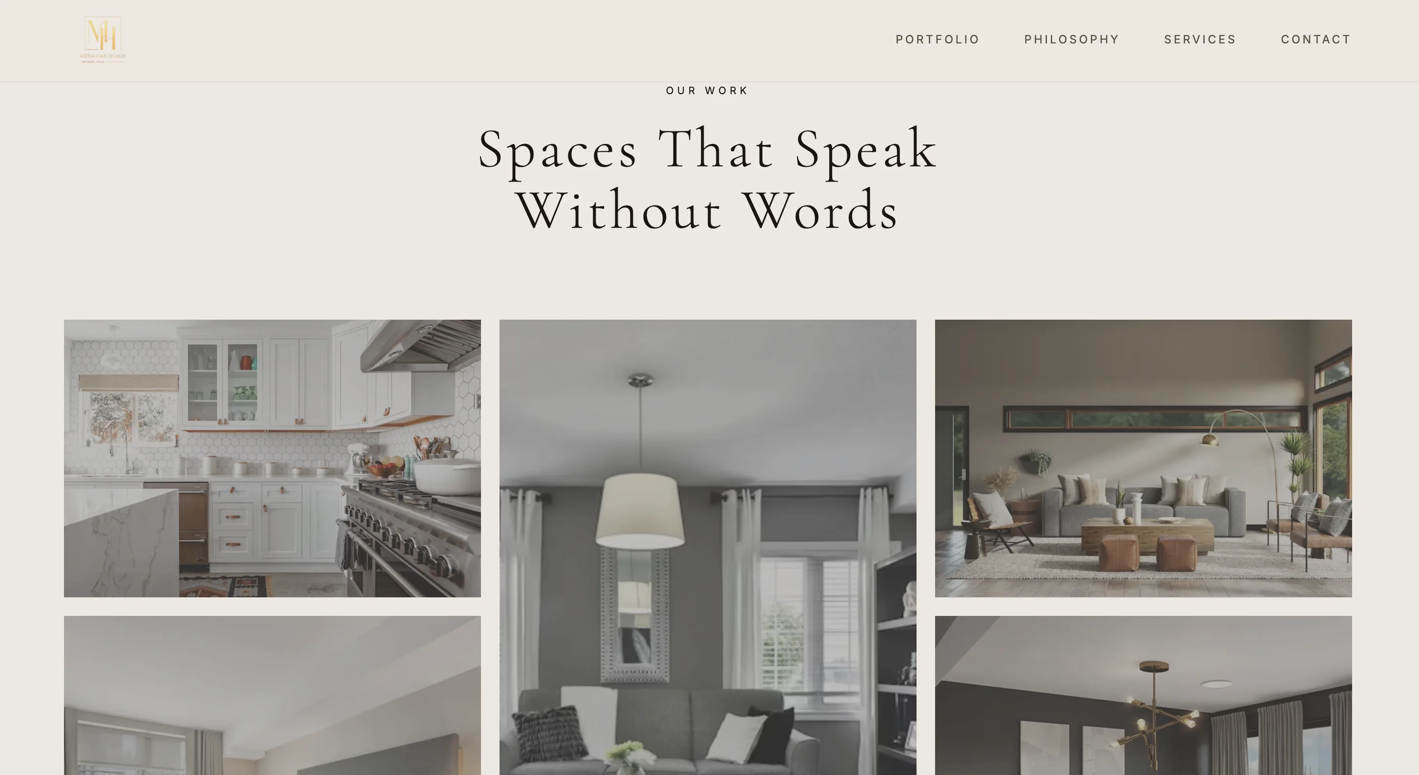 Premium interiors website for Metaloak Homes.